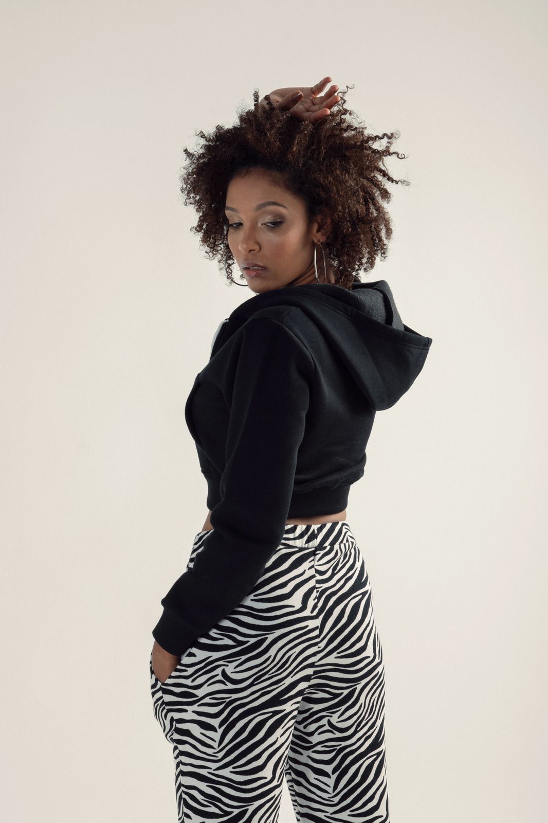 All Printed Zebra Set / Cropped Hoodie Jacket