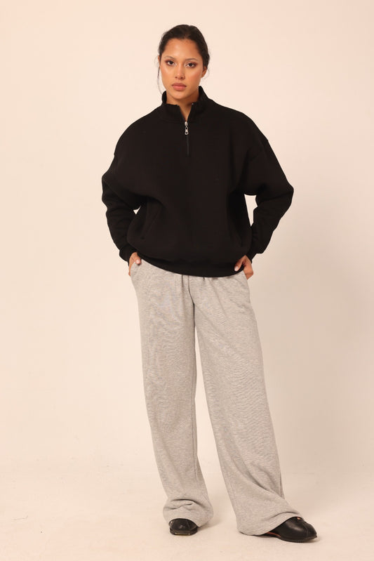 Quarter zipper | Black