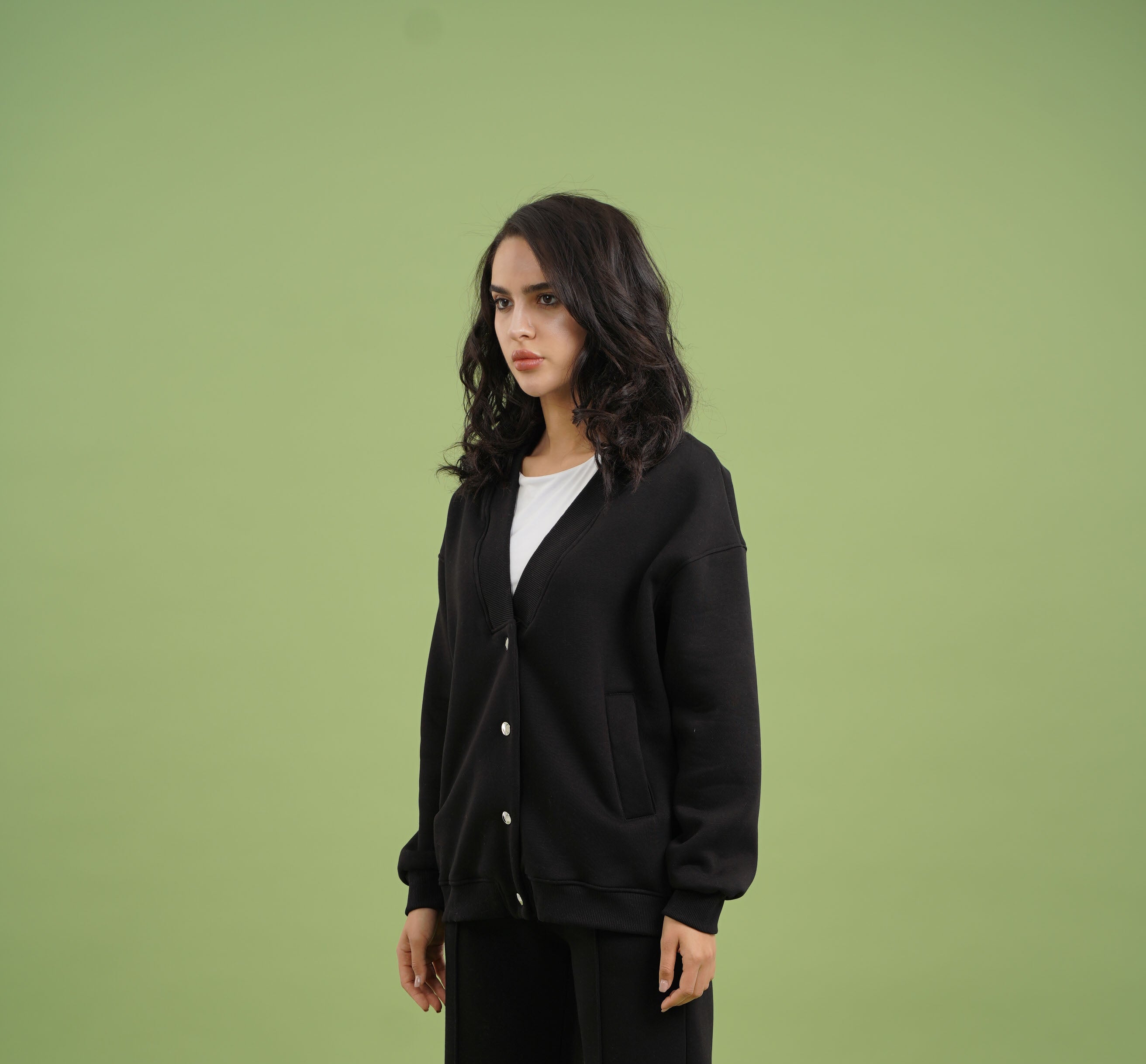 Dropped Shoulder Button Jacket