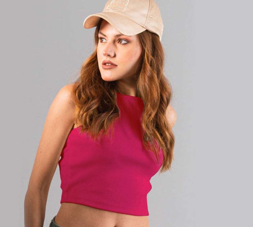 Ribbed Crop Top I Hot pink