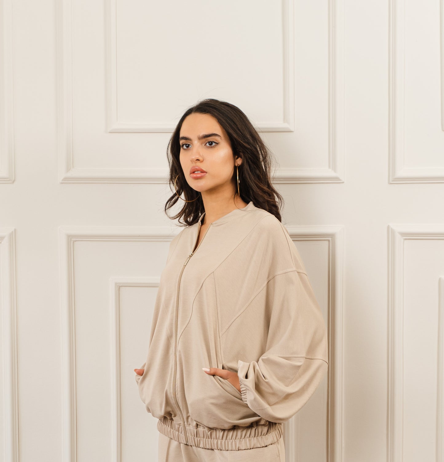 Summer Soft Bomber Jacket In Beige