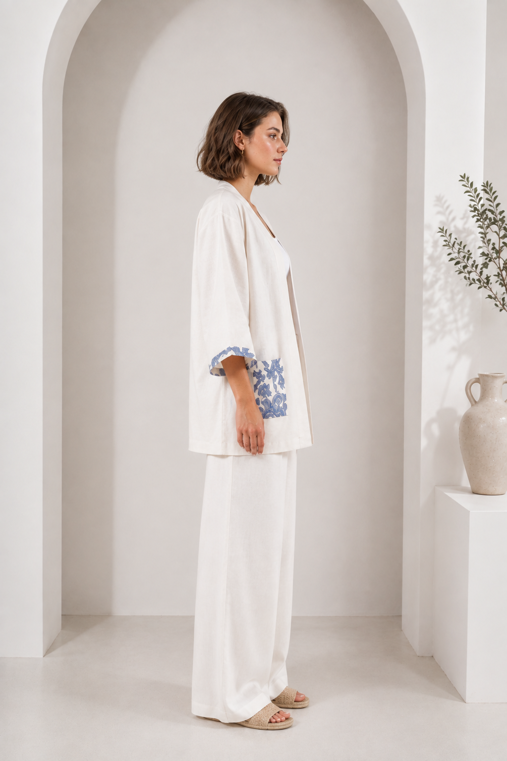 Printed Linen Cardigan