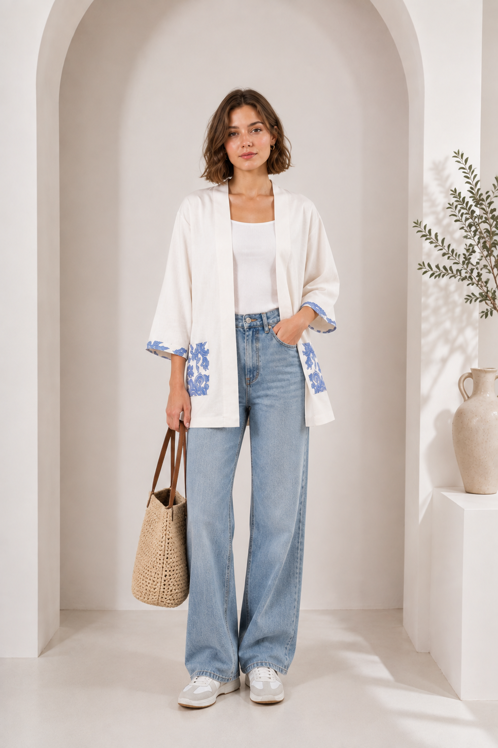 Printed Linen Cardigan