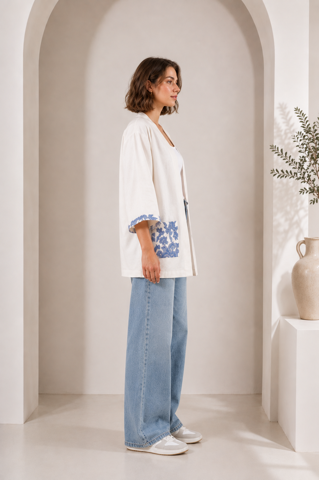 Printed Linen Cardigan
