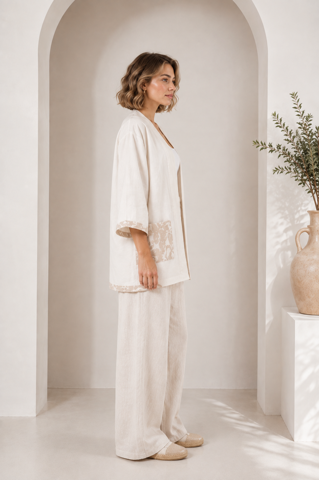 Printed Linen Cardigan