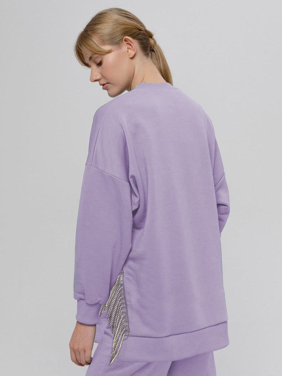 Crystal Chains Melton Hoodie | Lilac