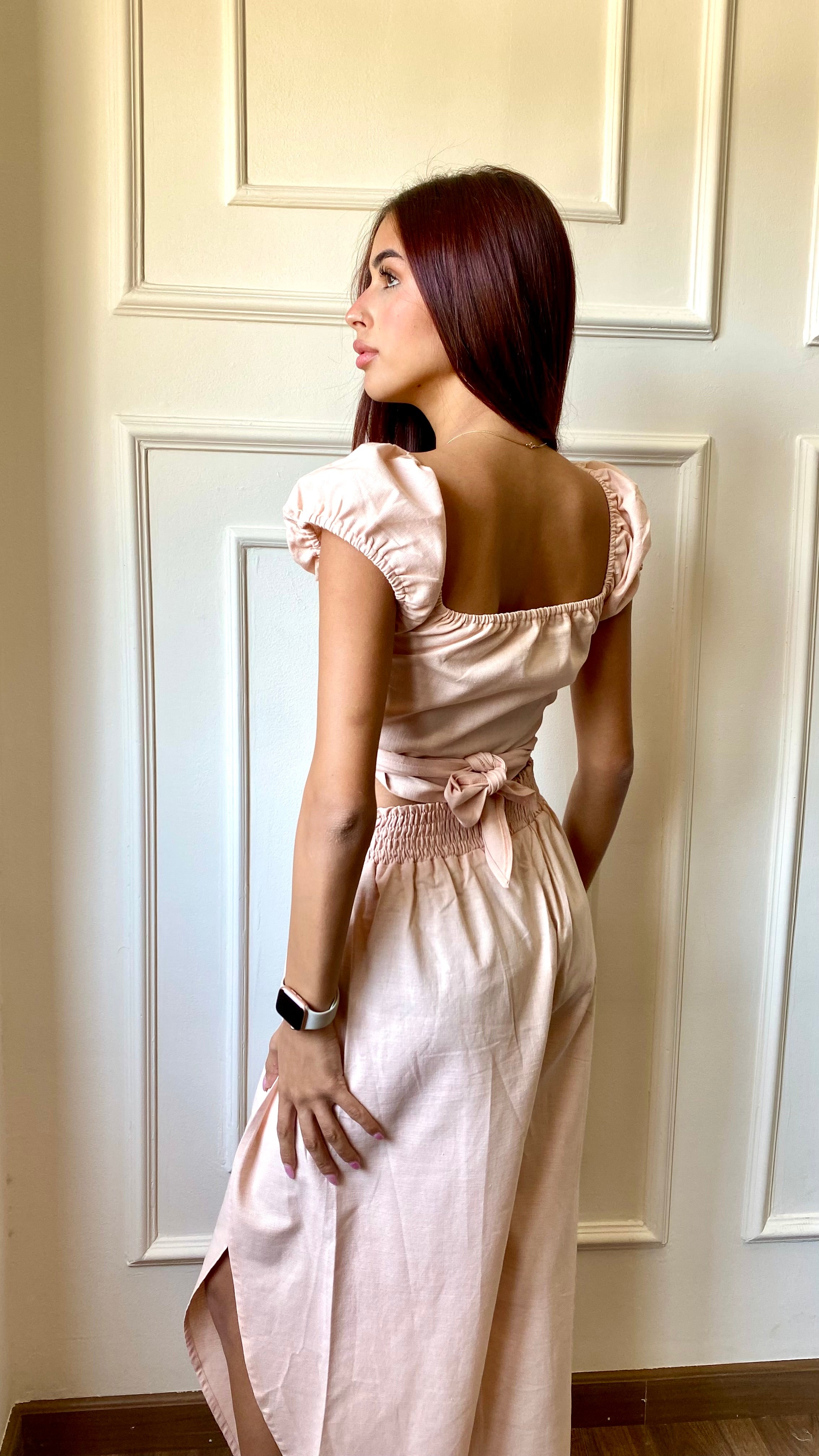 Linen Split Pants Beach Set