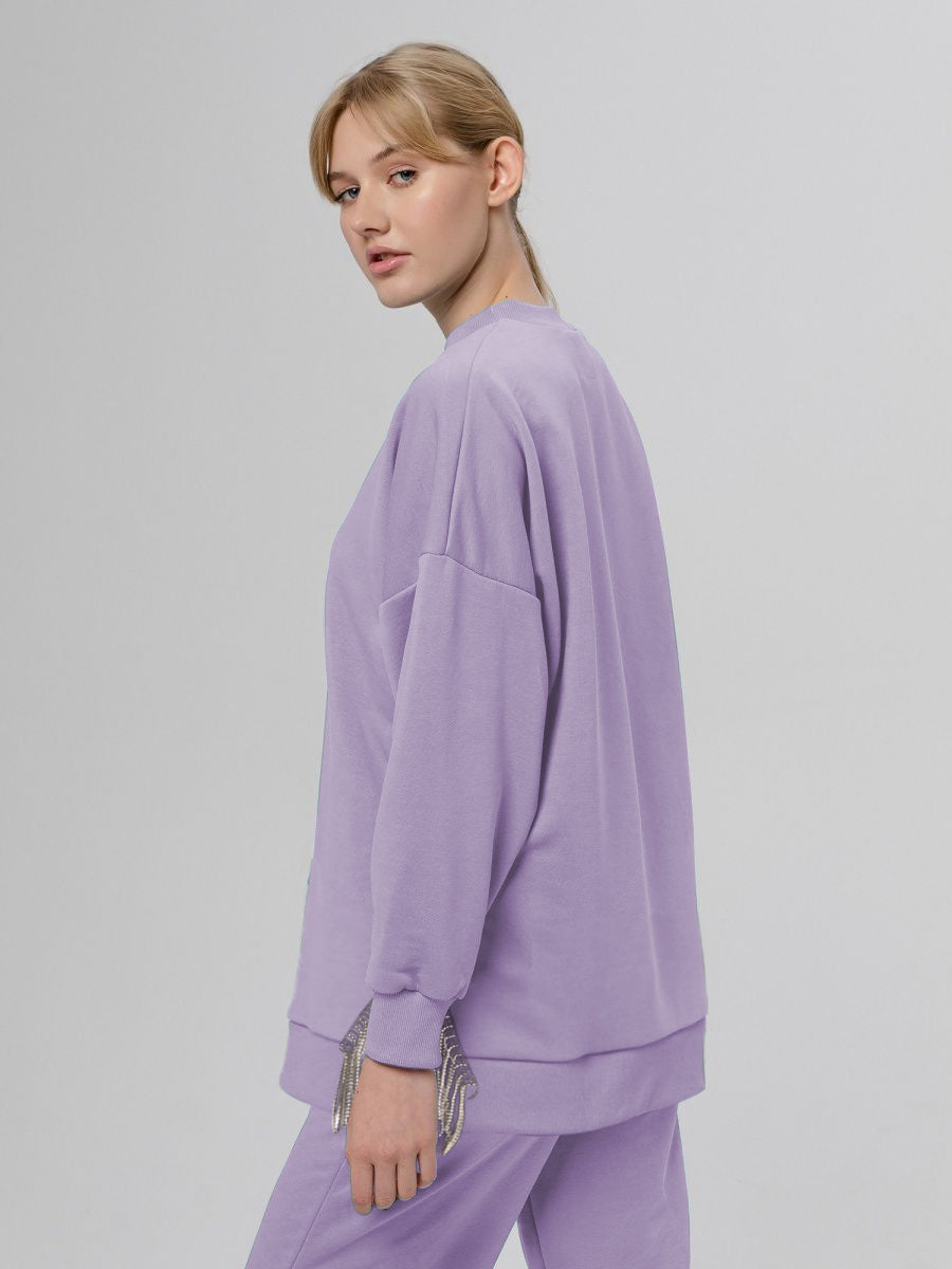 Crystal Chains Melton Hoodie | Lilac