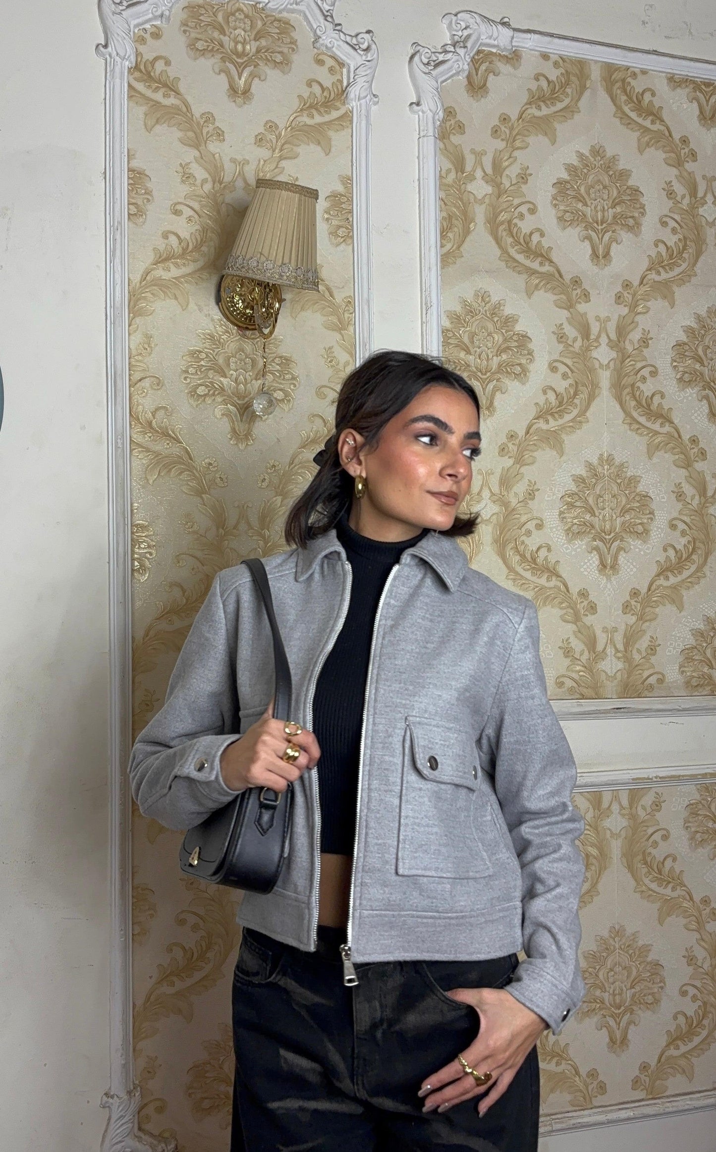 S- N-Soft Zipup Jacket In Gray