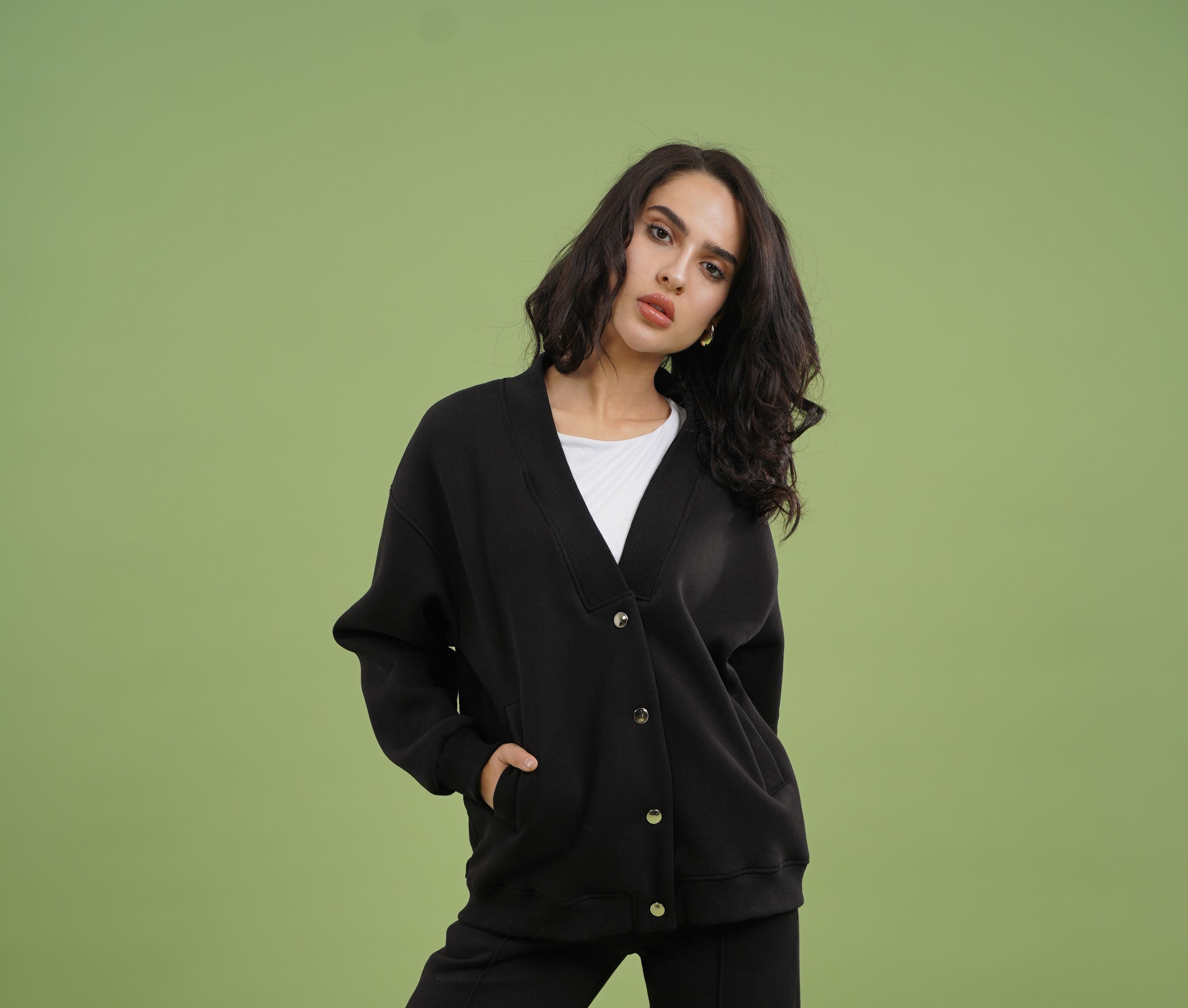 Dropped Shoulder Button Jacket