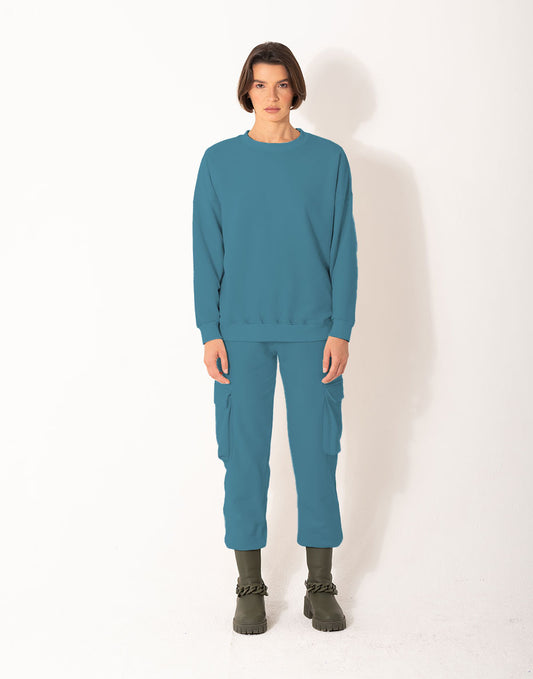 Back Slit Set In Teal/ Heavy Cotton