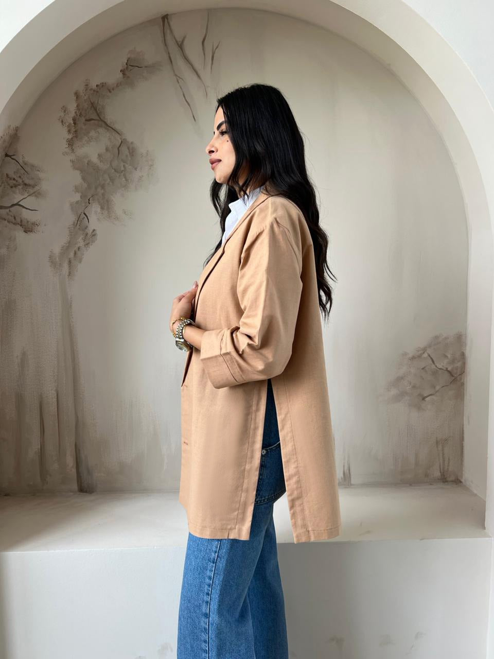 Side Slit Jacket | Camel