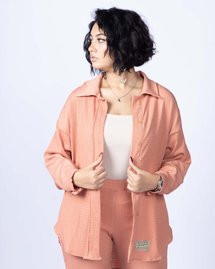 Crinkle Shirt With Patch In Cashmere