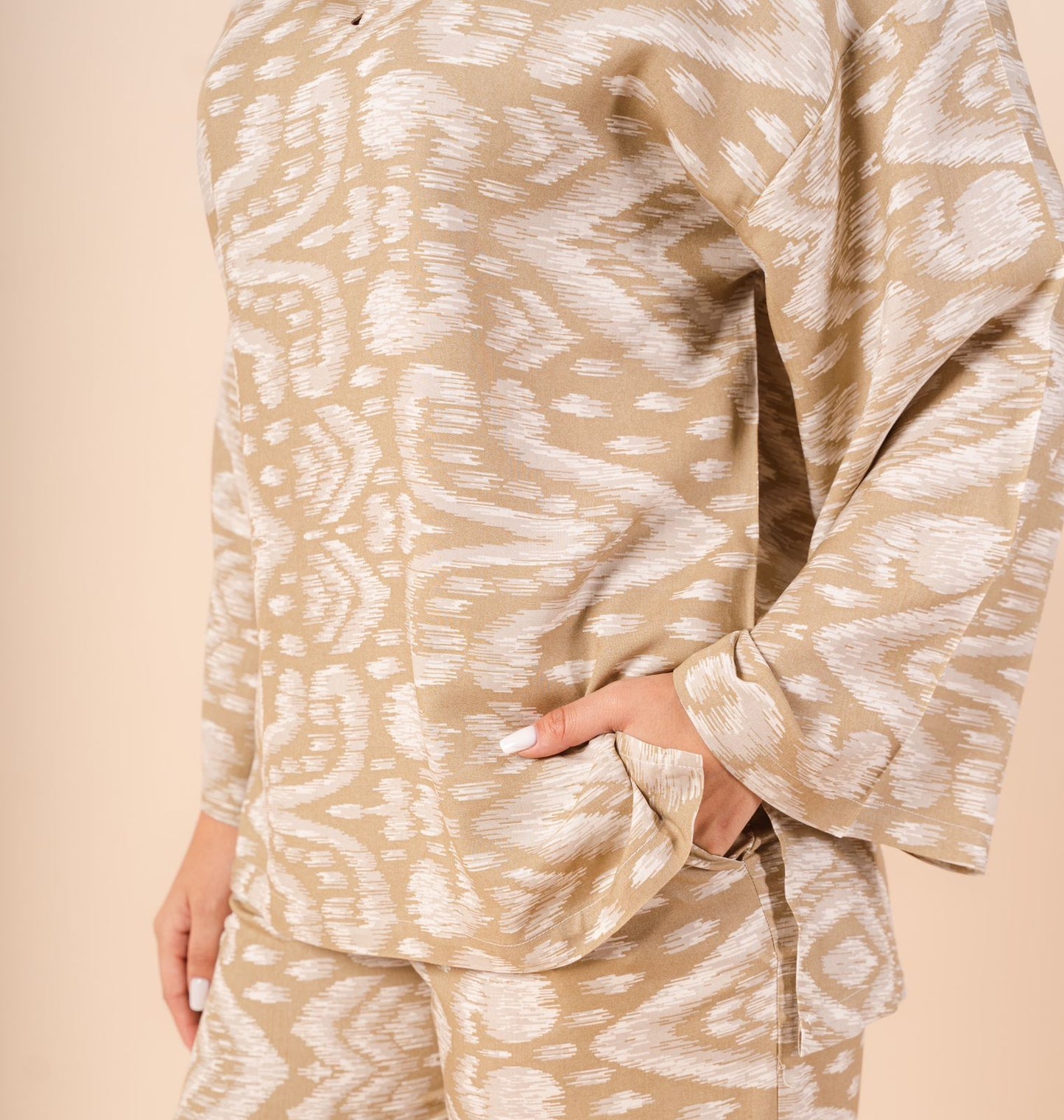 Printed Summer Blouse In Beige