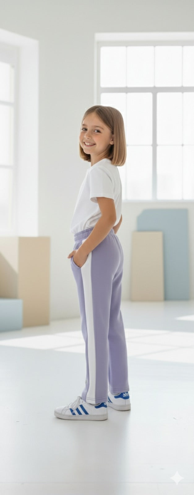 Striped fleece trousers