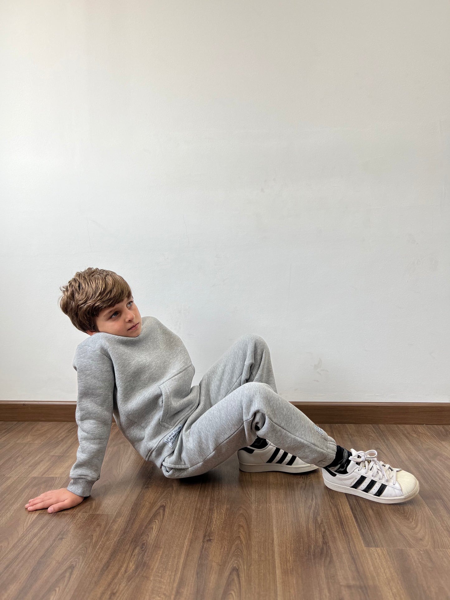 Patched Sweatshirt Set In Gray