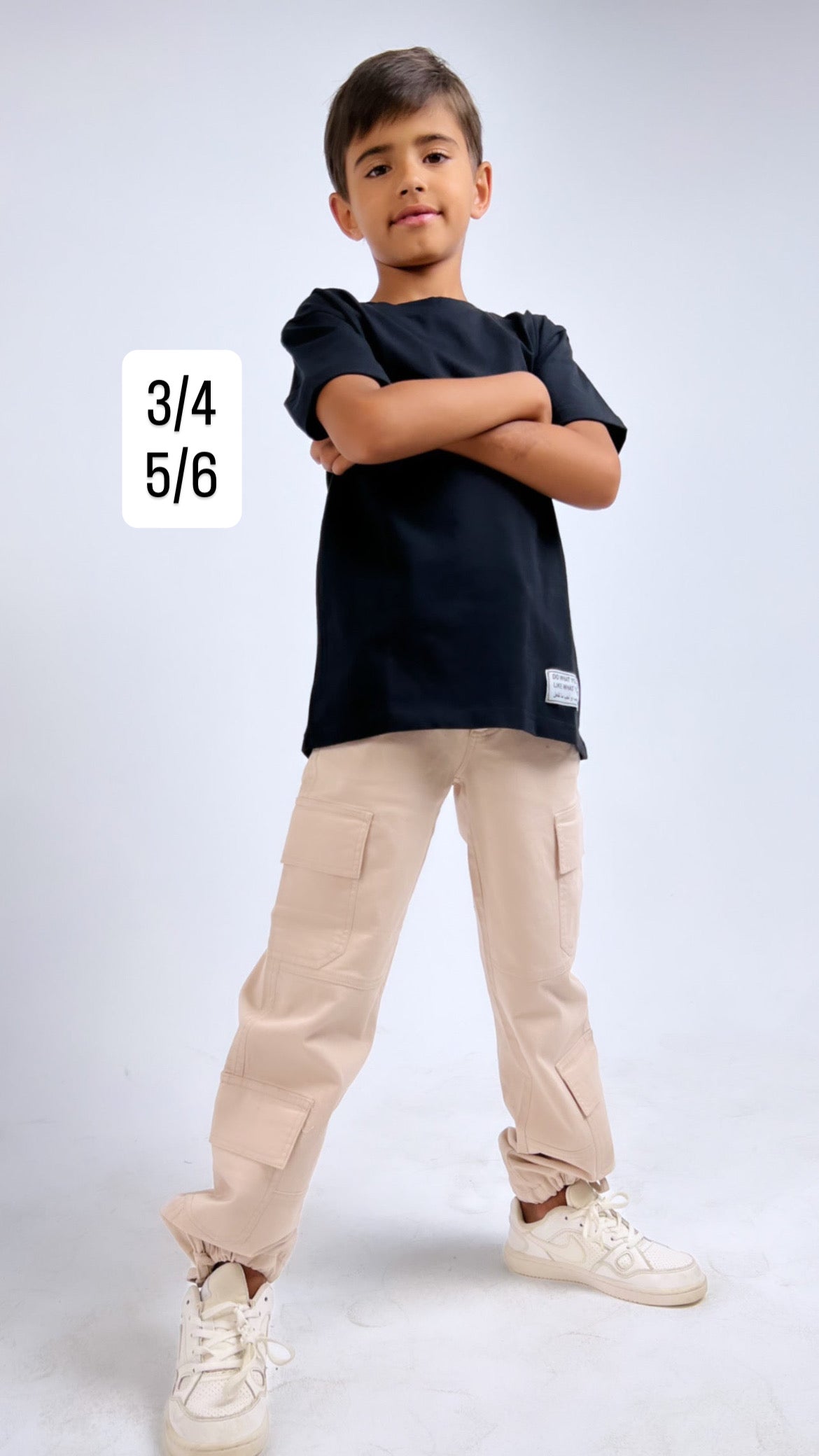 Beige Kids Cargo Pants