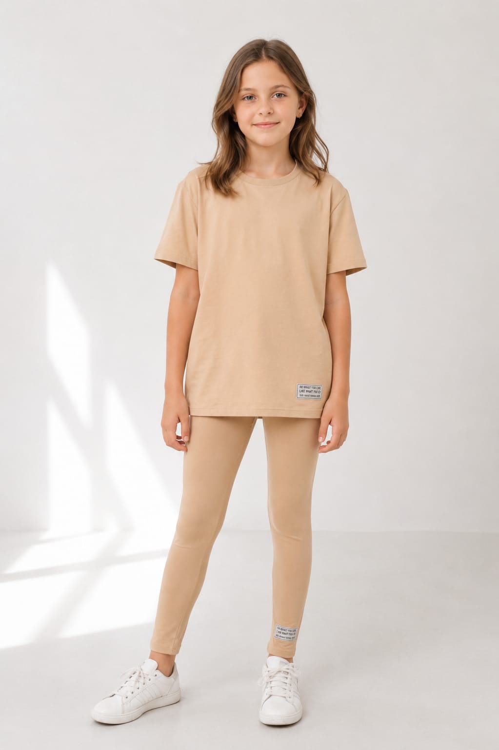 Cotton Kids Legging Set In Beige