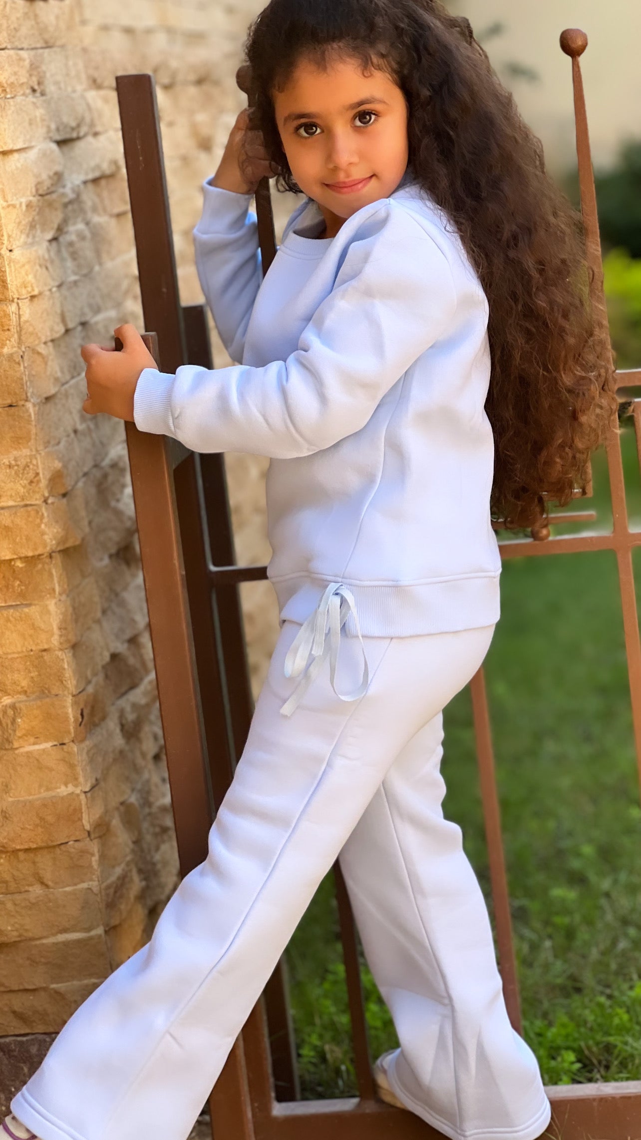 Girls Straight-Leg Melton Set In Baby-Blue