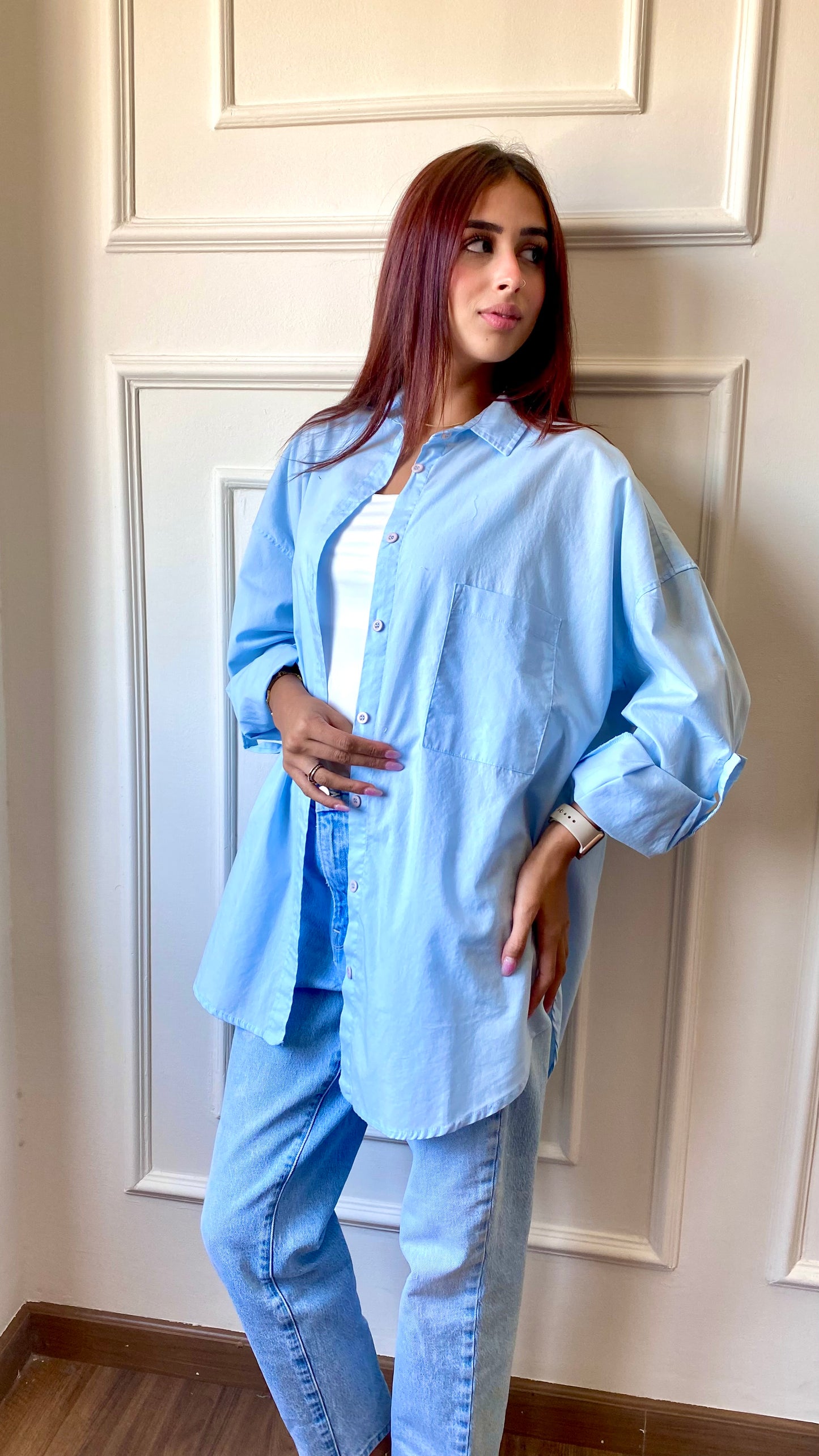Oversized Shirt In Baby-Blue