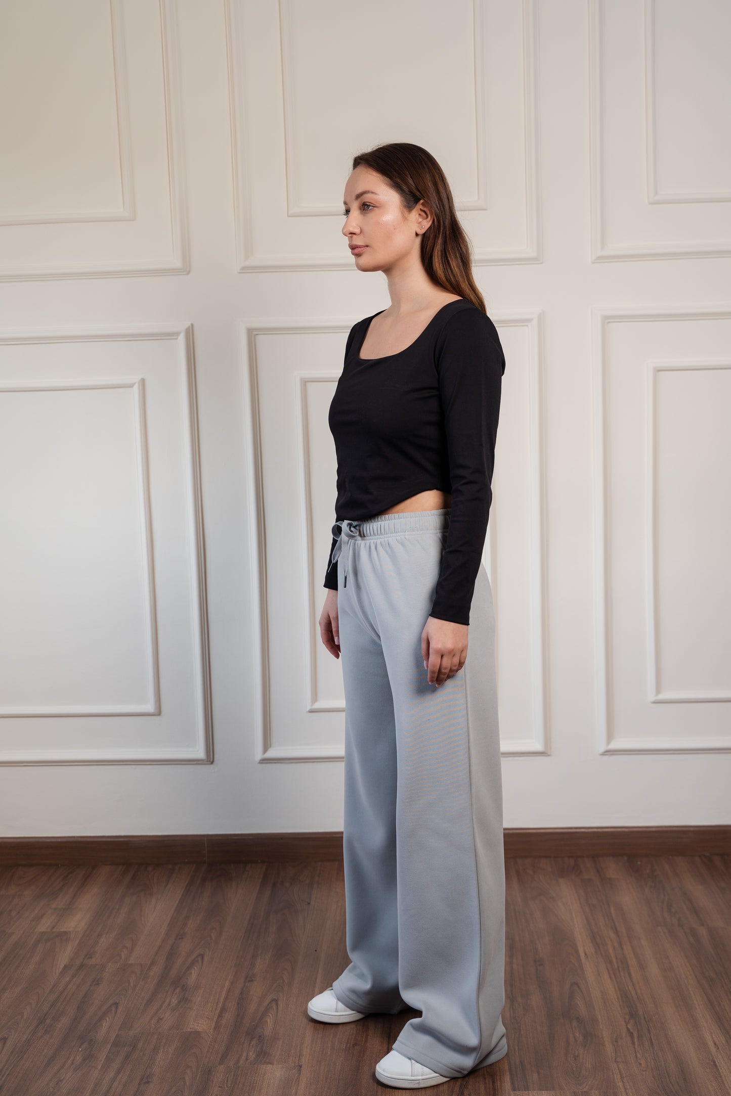 L-I- Wide-Leg Sweatpants in Fleece | Gray
