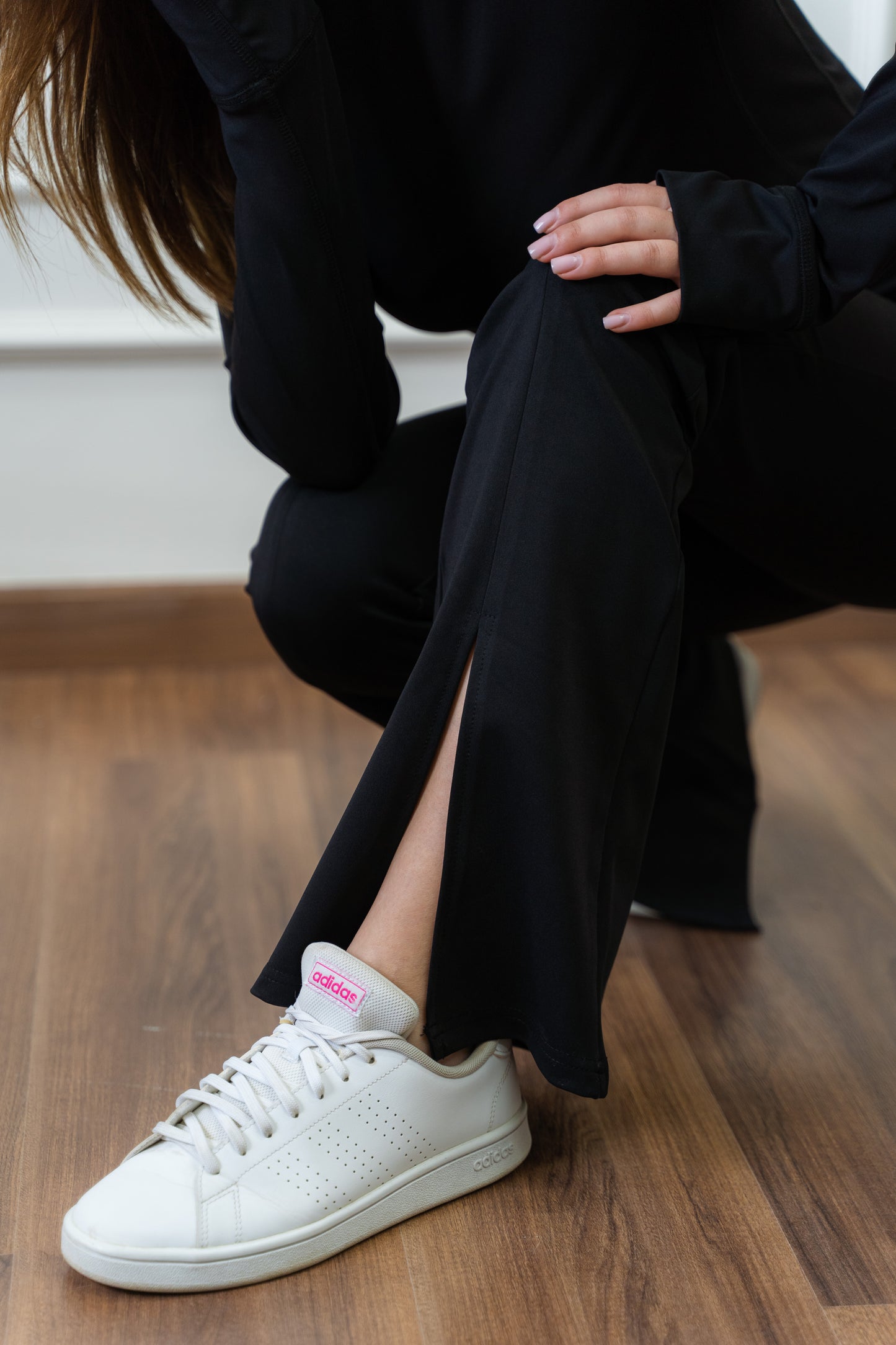 Split Hem Flare Leggings In Black