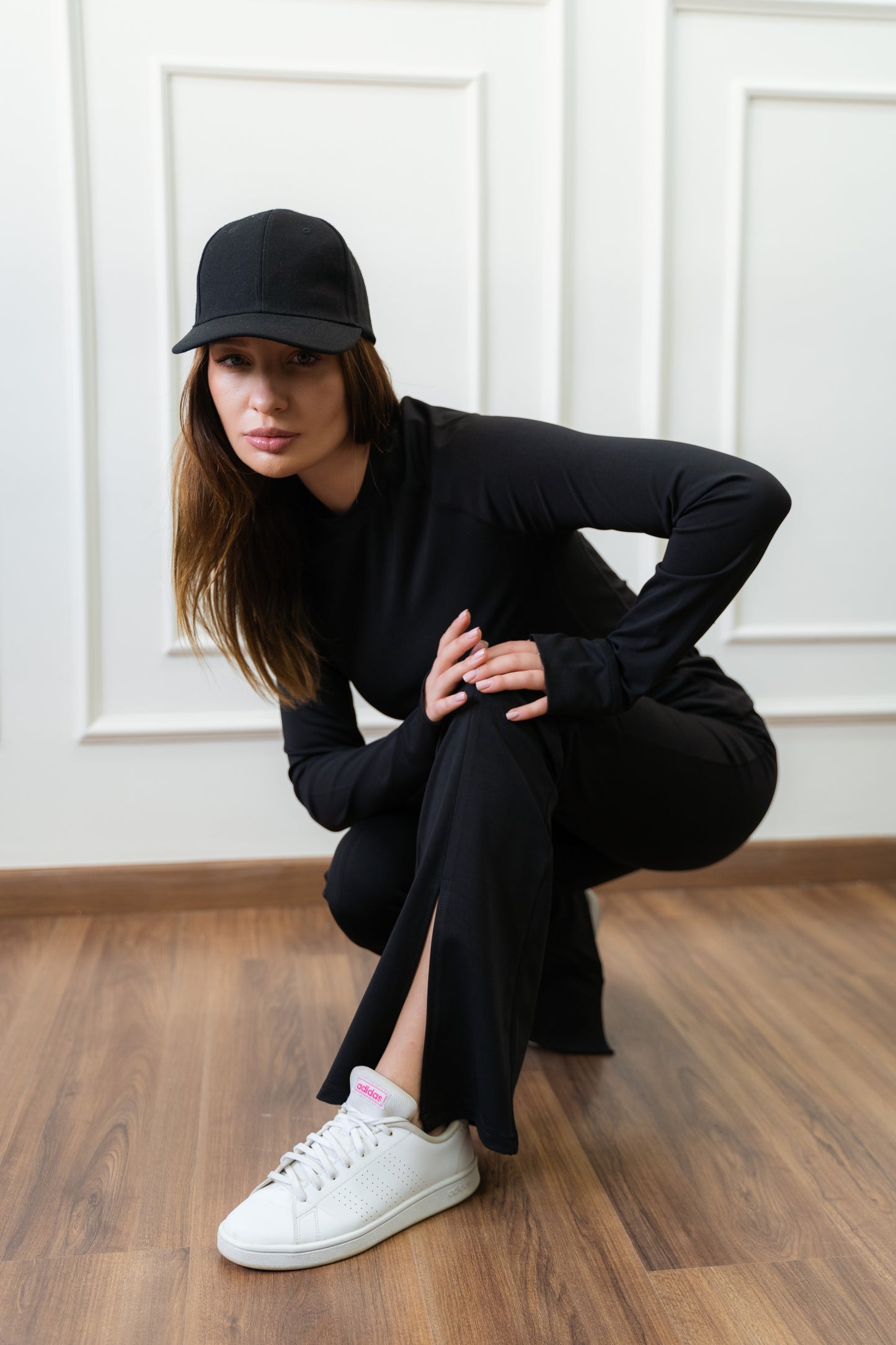 Split Hem Flare Leggings In Black