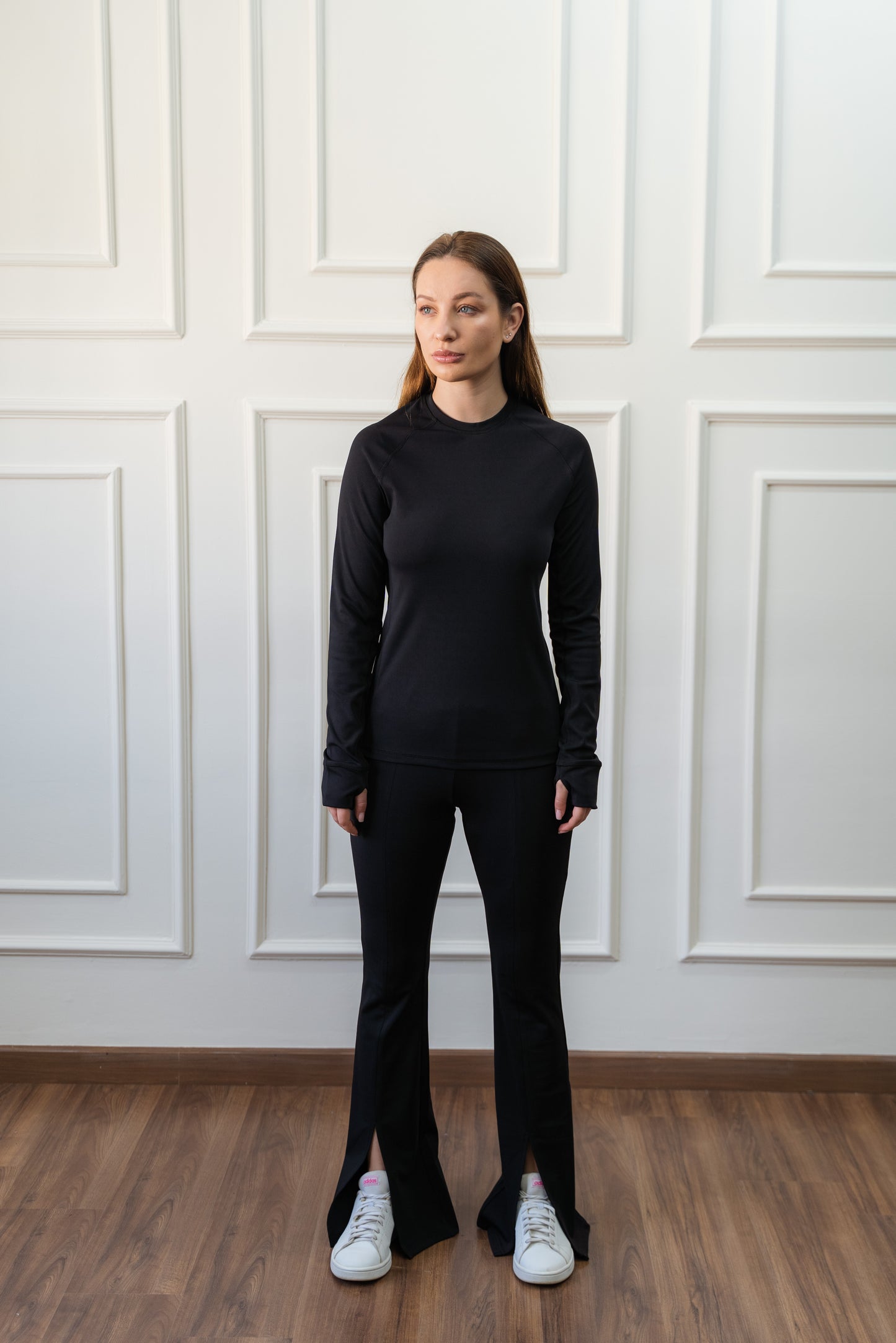 Split Hem Flare Leggings In Black