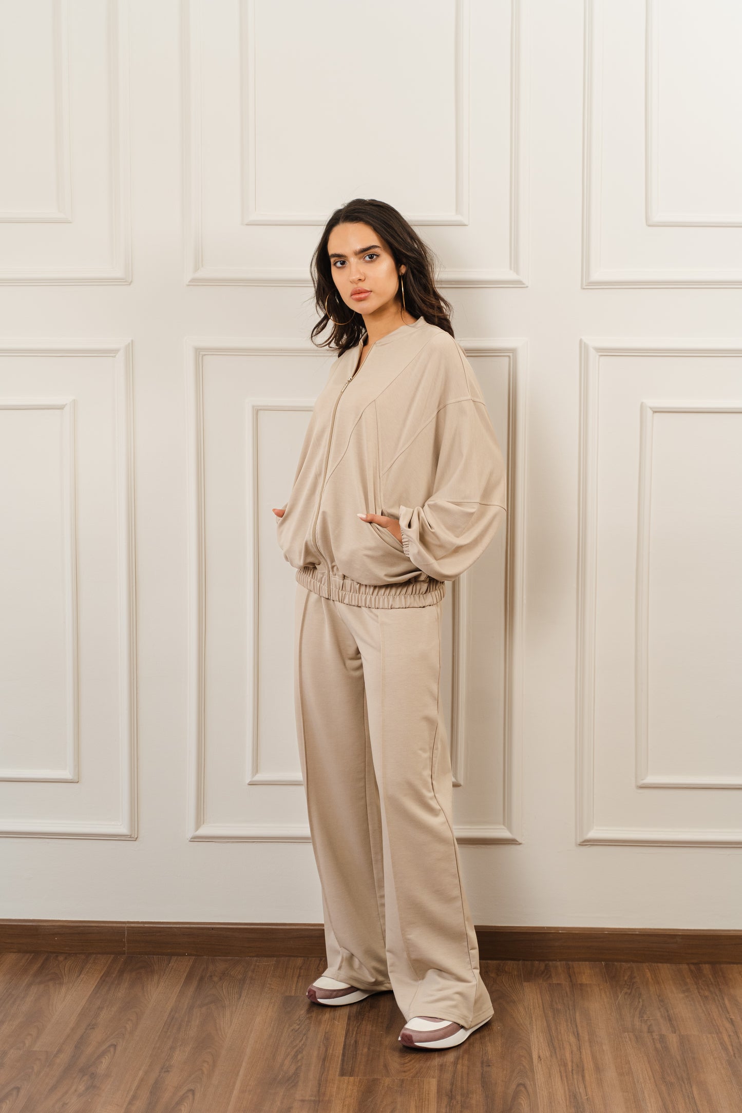 Summer Bomber Set In Beige