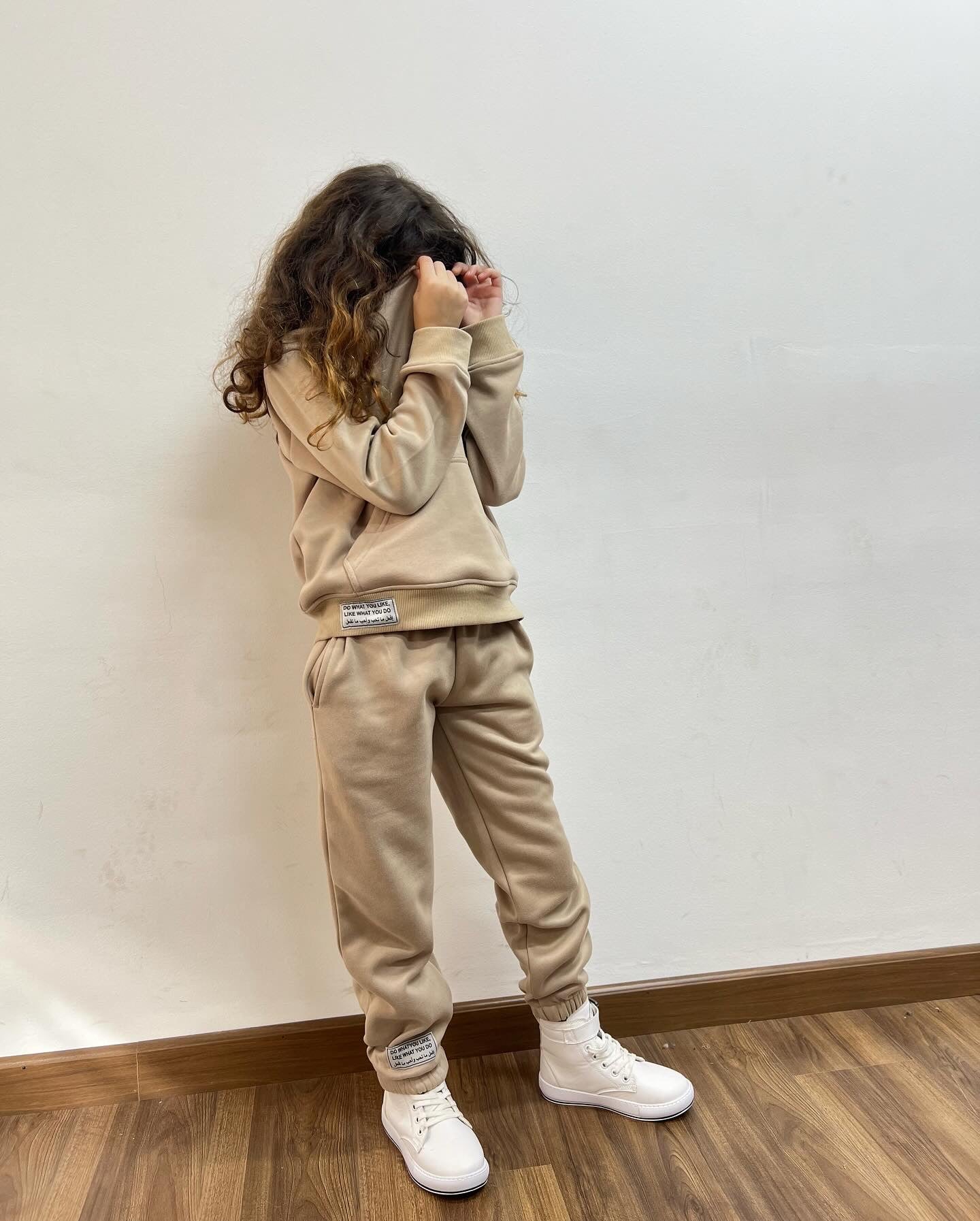 Fleece Sweatshirt Set In Beige