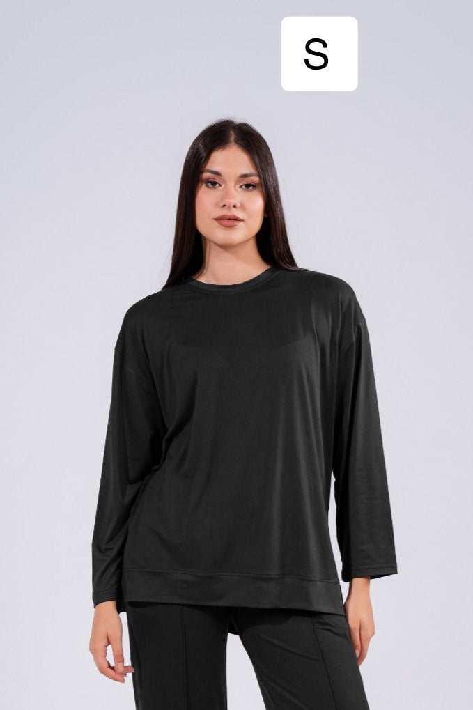 Long Sleeved Top In Black
