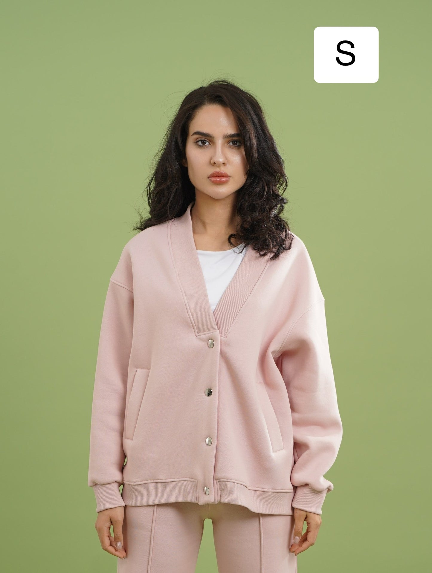 Dropped Shoulder Button Jacket | Cashmere