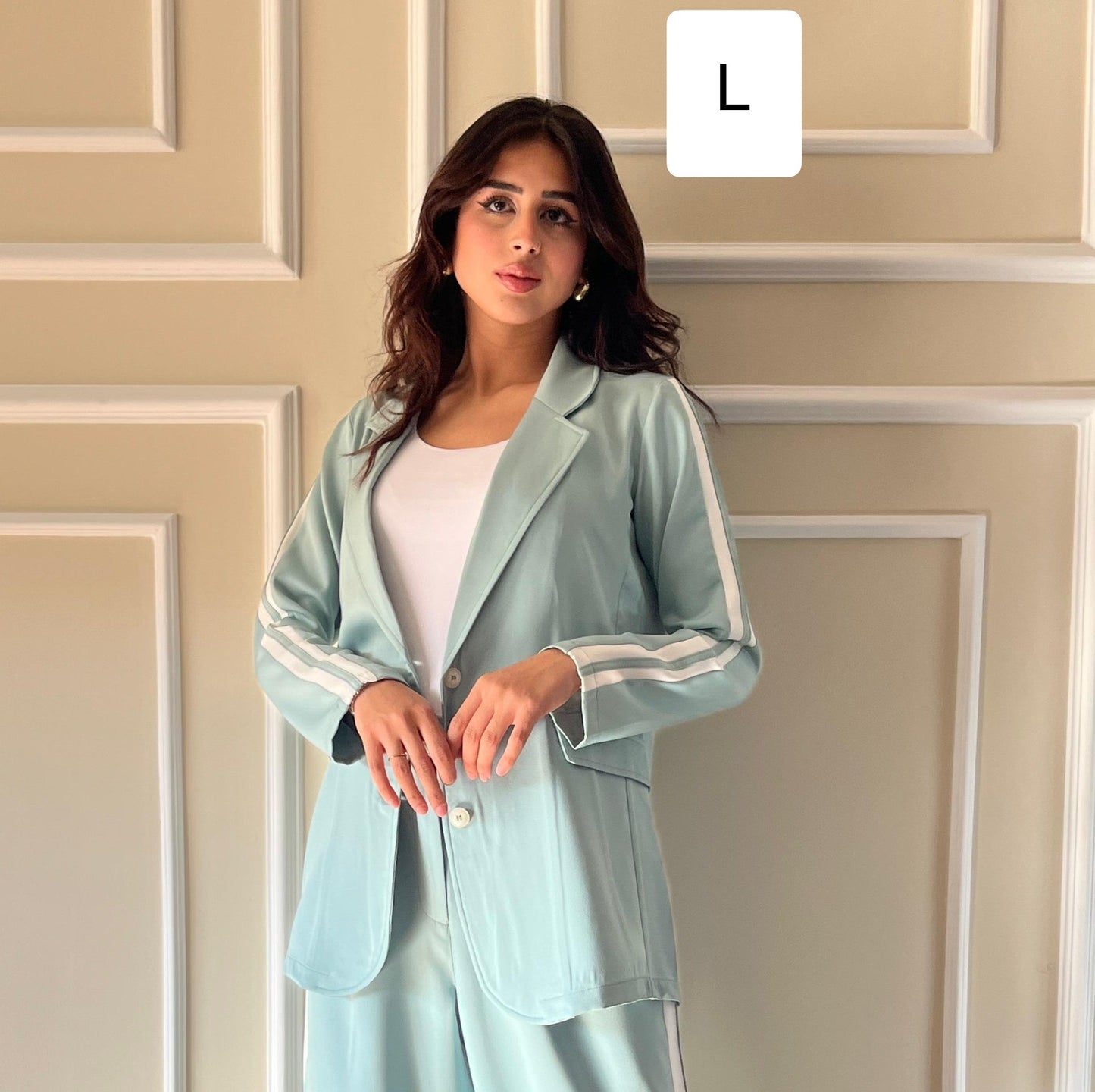 Side Strip Blazer| Mint Green