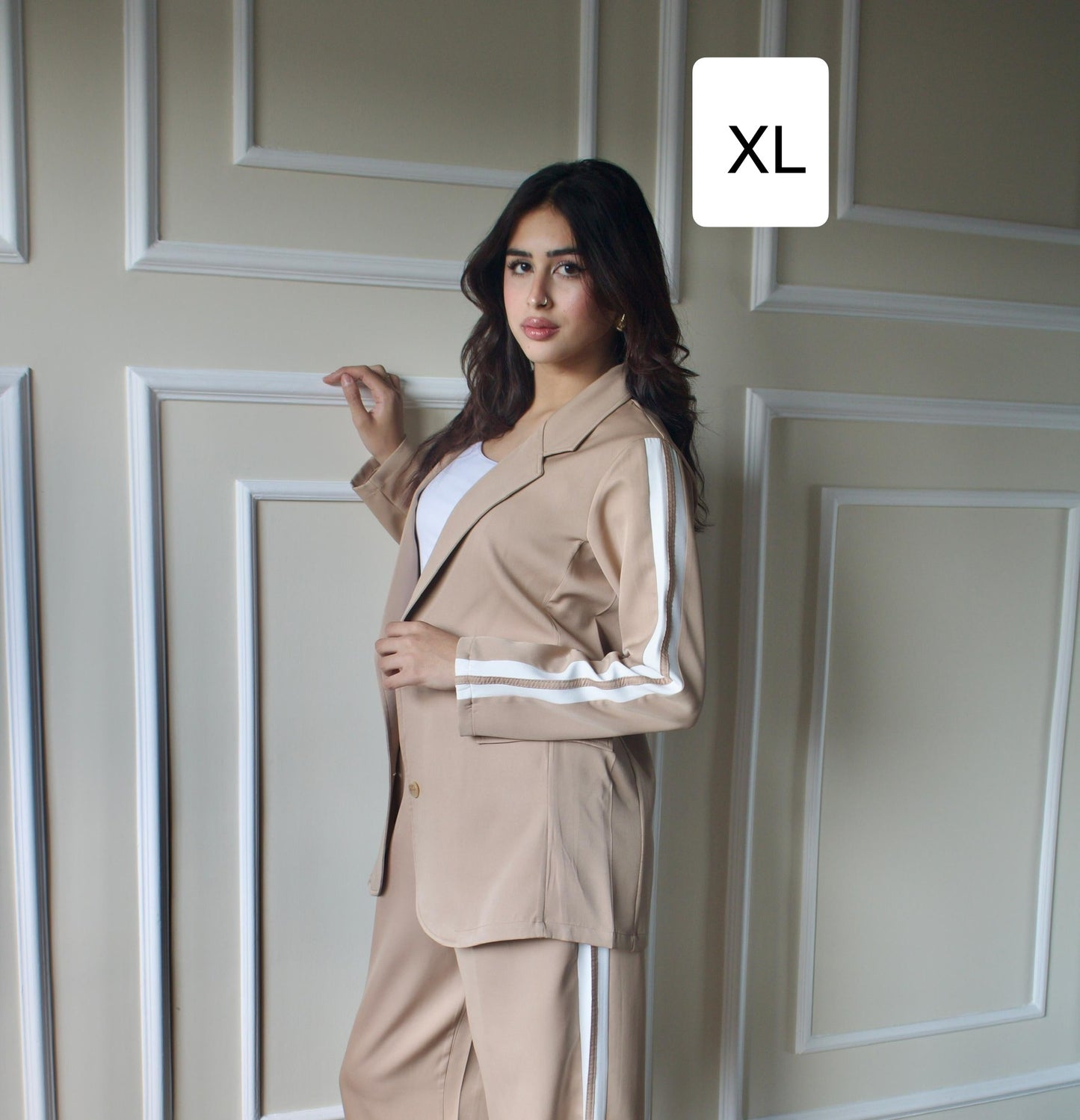 Side Strip Blazer| Beige