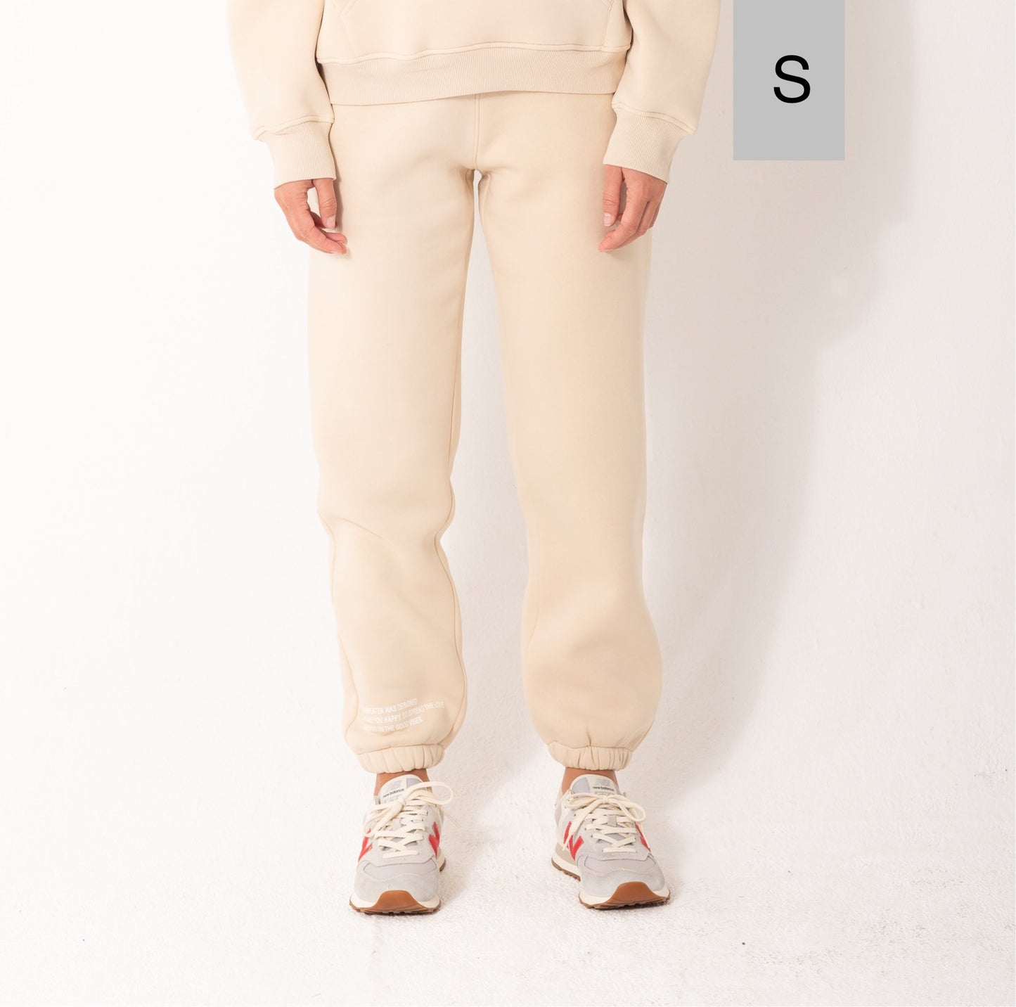 Basic Fleece Sweatpants In Beige