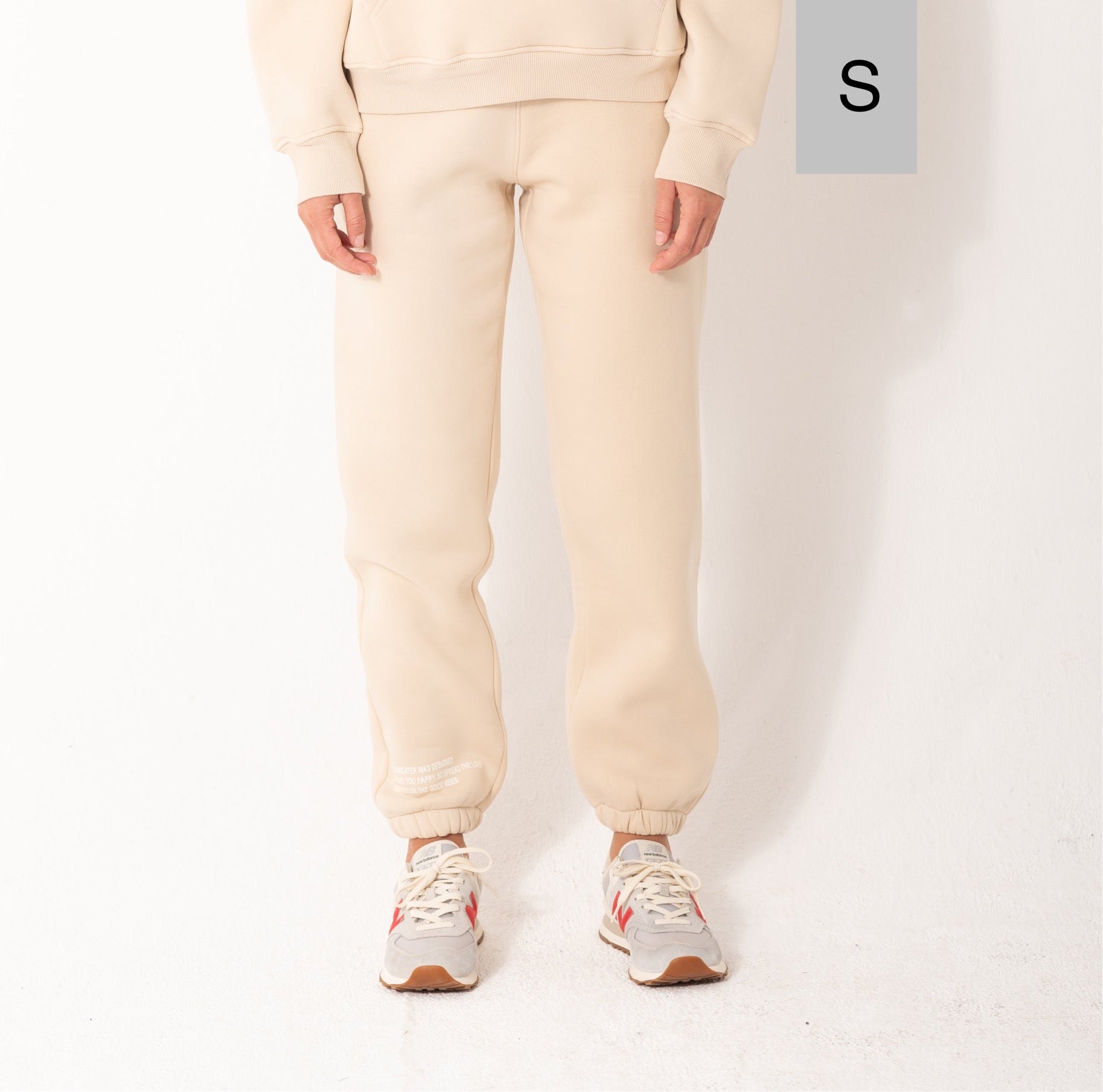Basic Fleece Sweatpants In Beige