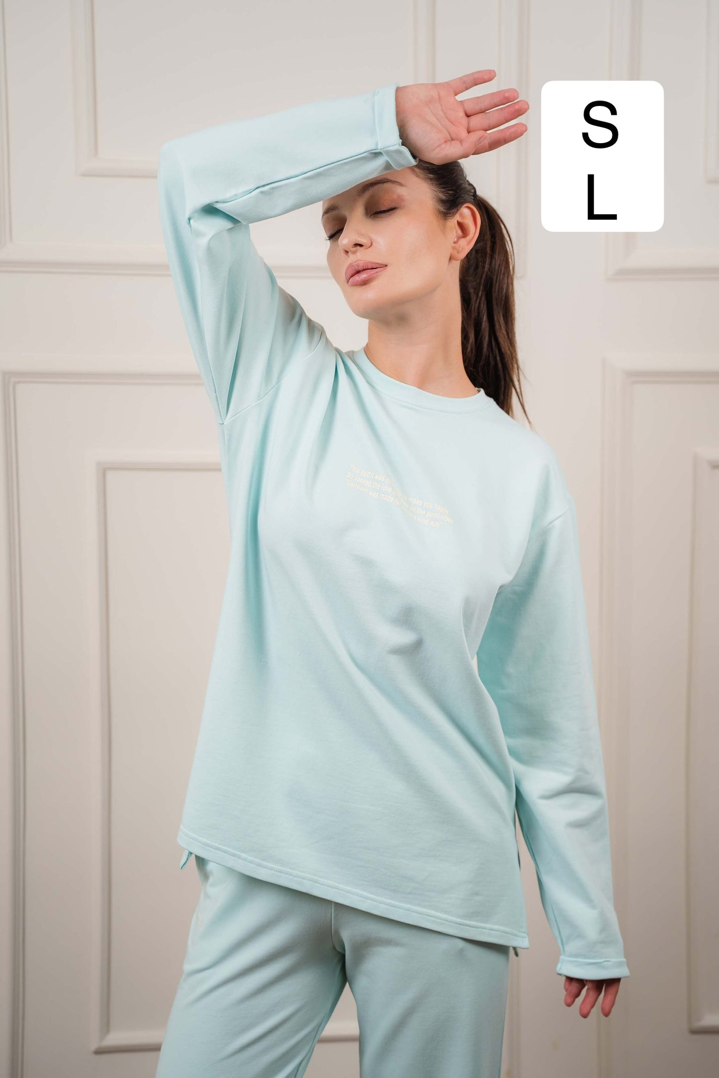 Long Sleeved T-Shirt In Cotton | Baby Blue