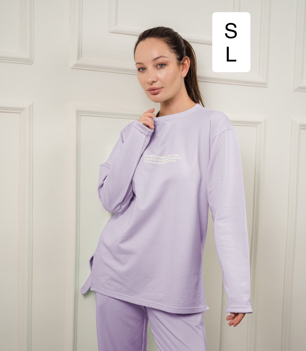 Long Sleeved T-Shirt In Cotton |Light Purple