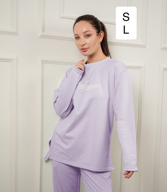 Long Sleeved T-Shirt In Cotton |Light Purple