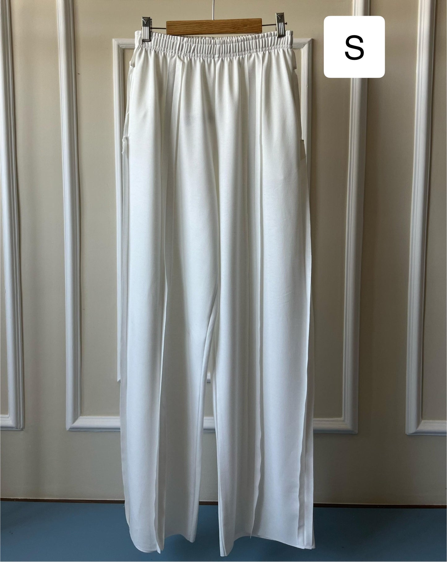 Raw Edge wideleg Pants In White