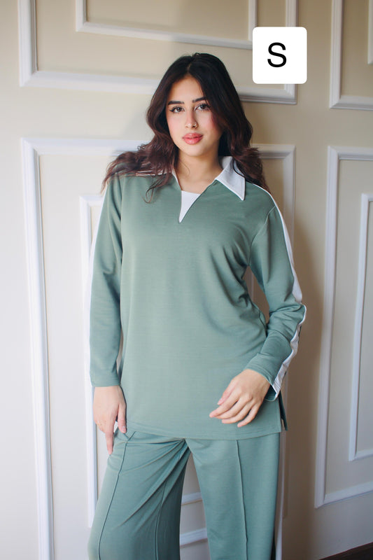 Polo Collar Pants | Olive