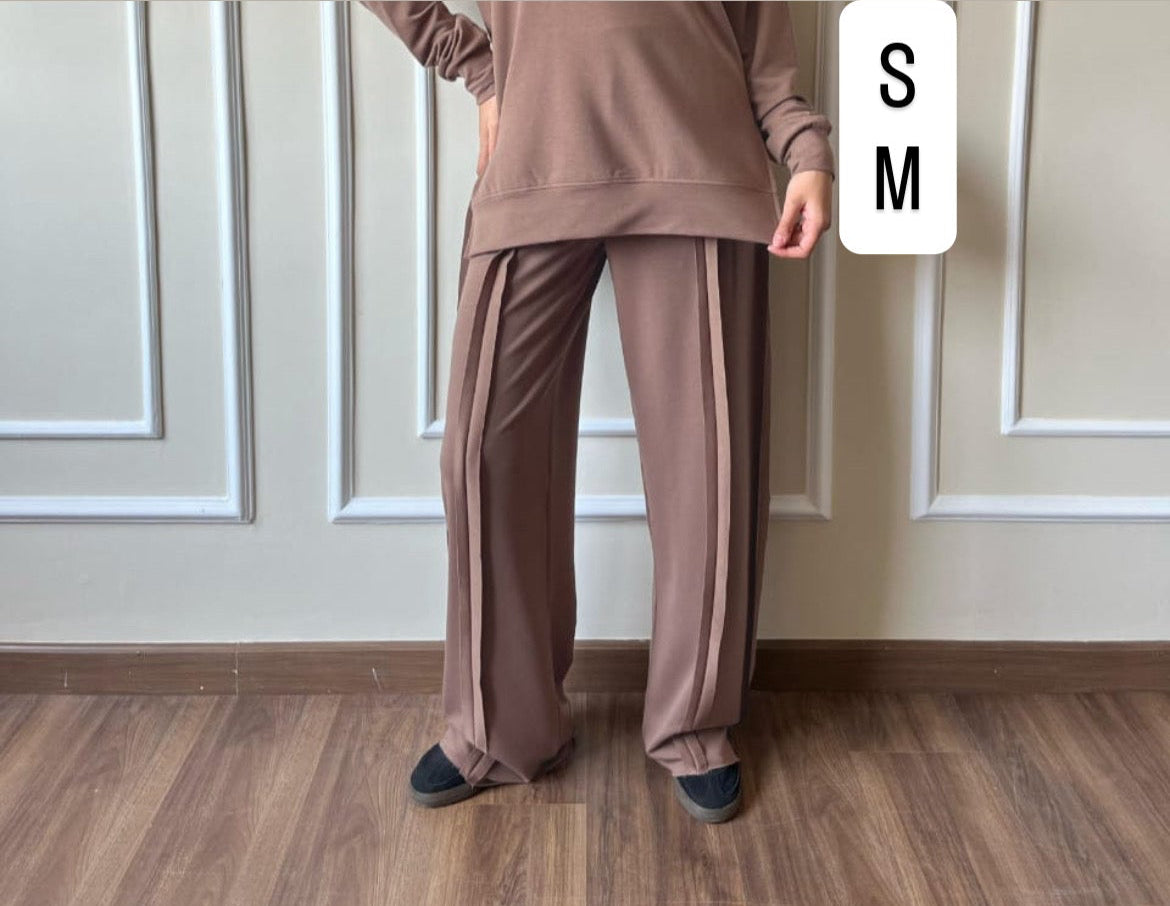 Raw Edge Pants In Light Brown