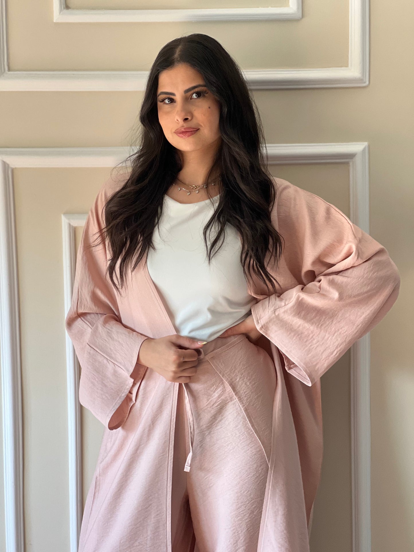 Warrped Trouser Set |Powder Pink