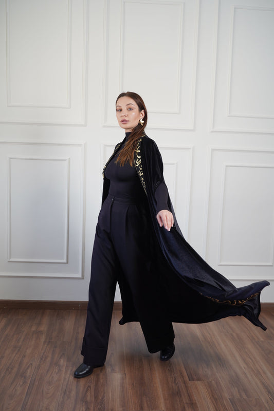 Arabic Calligraphy Velvet Abaya