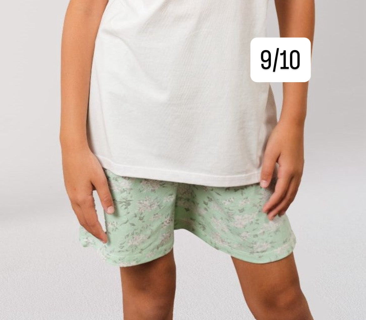 Kids Cotton Short In Mint Green
