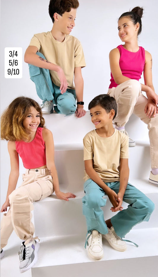 Blue Teal Kids Cargo Pants