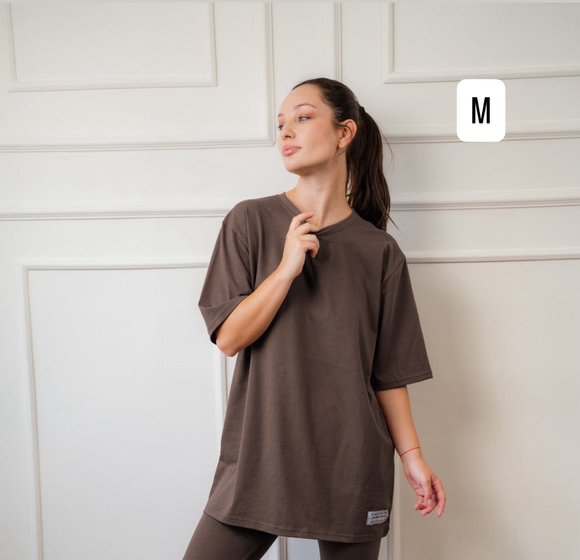 Cotton T-Shirt With Patch |Dark Brown