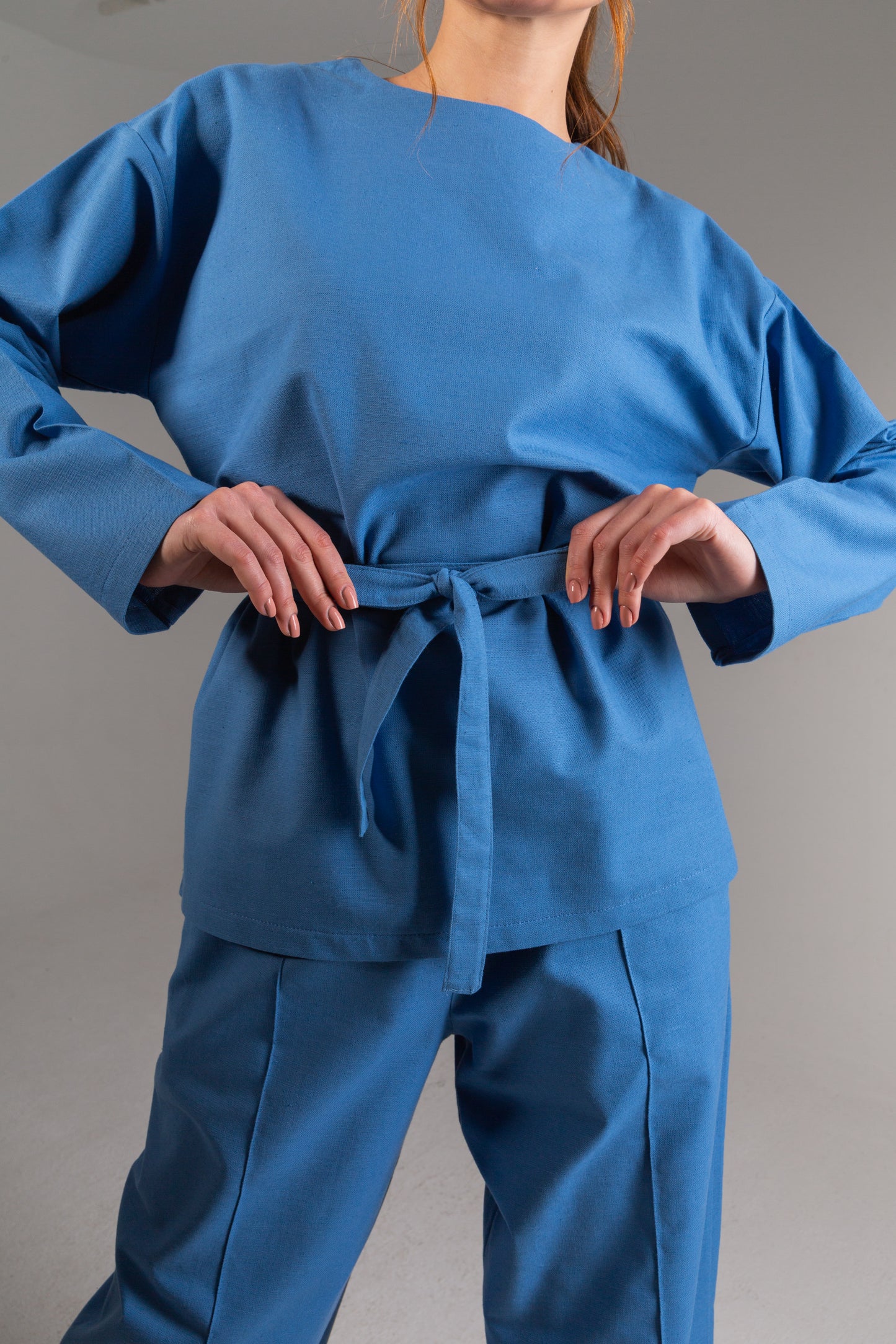 Wrapped Bow Linen Set in Blue