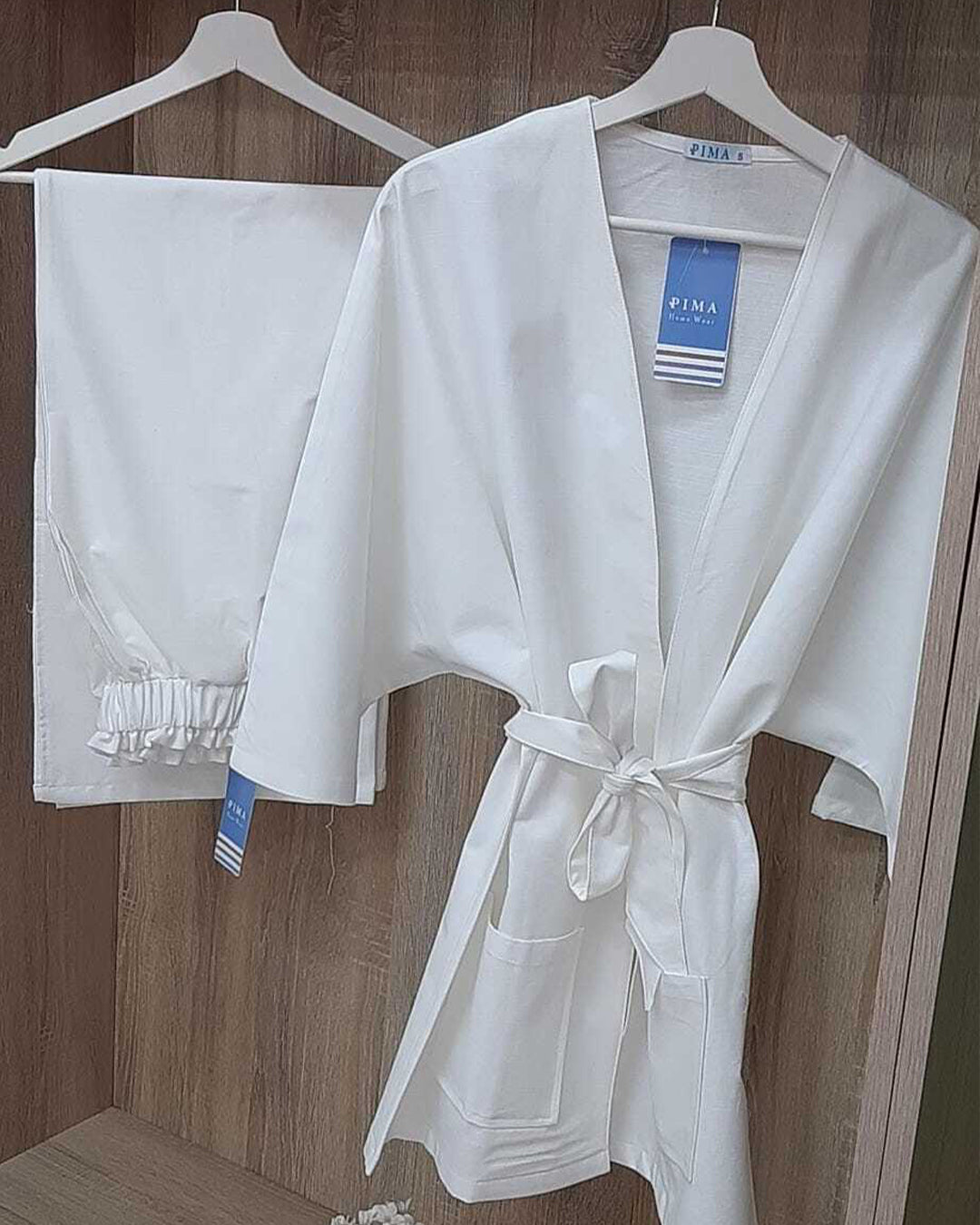 Linen Kimono Set- White
