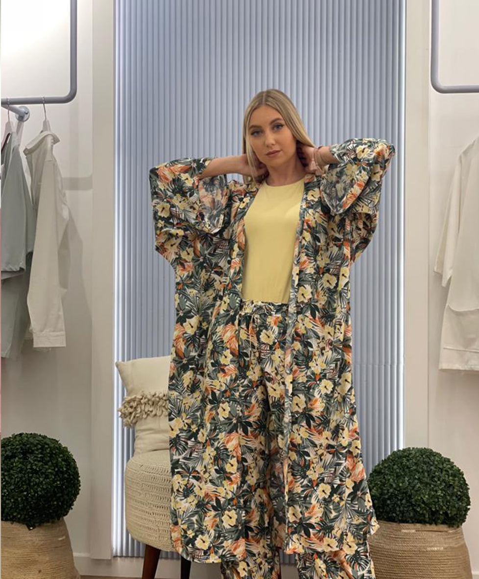 Printed  Kimono In Green